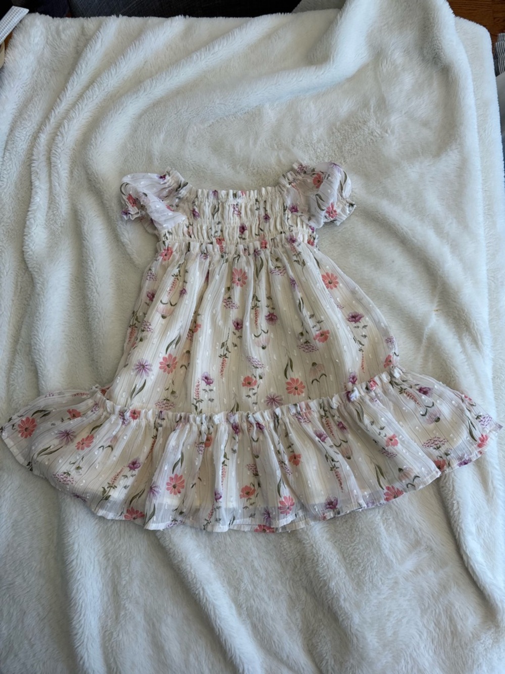 Shabby chic toddler 24 months girl dress smocked top floral print 2T summer